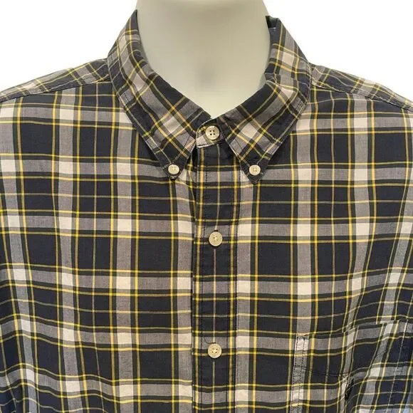 Chaps Indigo Plaid Long Sleeve Button Down Shirt  Size XL - Picture 3 of 6